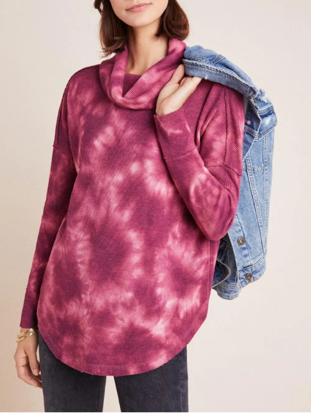 Anthropologie Maeve Ainsley Tie Dye Thermal Top L